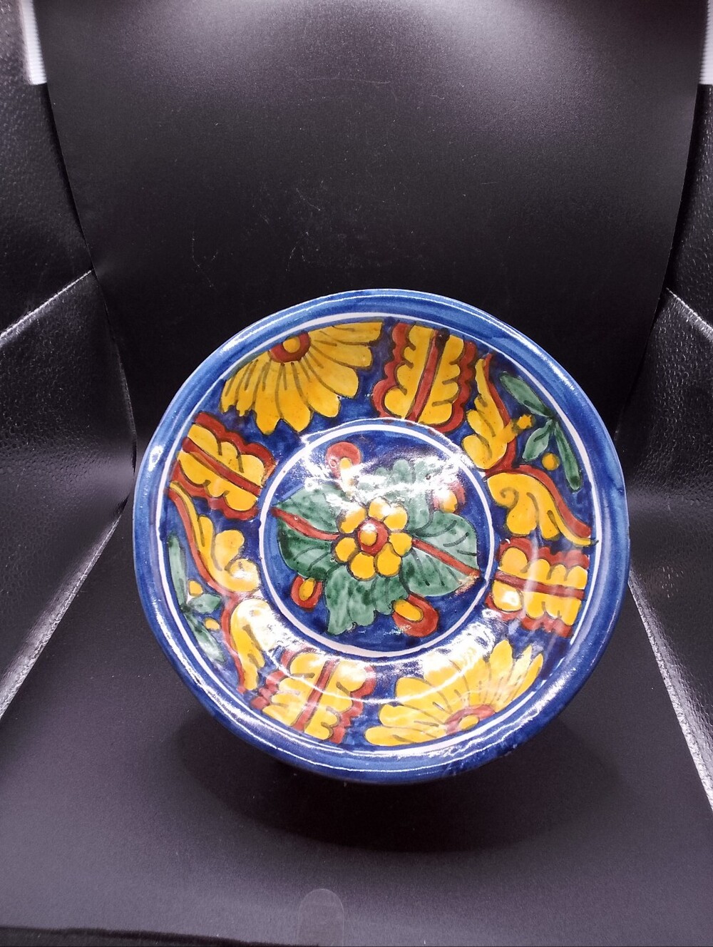 VTG Mexican Talavera Hand Painted Pottery Folk Art Bowl Decor, 7.5" W